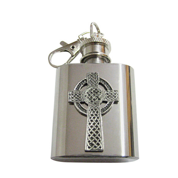 Very Large Celtic Cross Keychain Flask - Picture 1 of 1